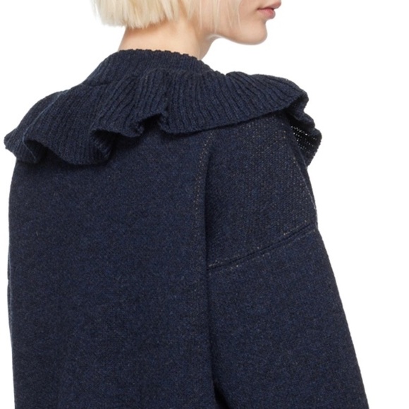 CAWLEY STUDIO Lambswool Ruffle Jumper in Navy, Small, New Condition - Picture 3 of 12